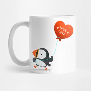 Puffin Bird With True Love Balloon Mug